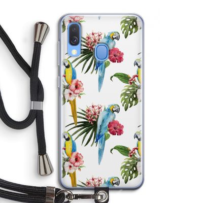 Kleurrijke papegaaien: Samsung Galaxy A40 Transparant Hoesje met koord