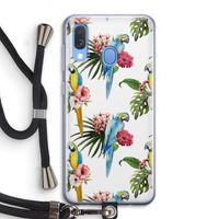 Kleurrijke papegaaien: Samsung Galaxy A40 Transparant Hoesje met koord