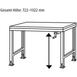 Manuflex AU9051.2001 Werken op basis tafel universele Ergo K met melamine schijf, bxdxh = 1500 x 800 x 722-1022 mm Rood-oranje (RAL 2001)