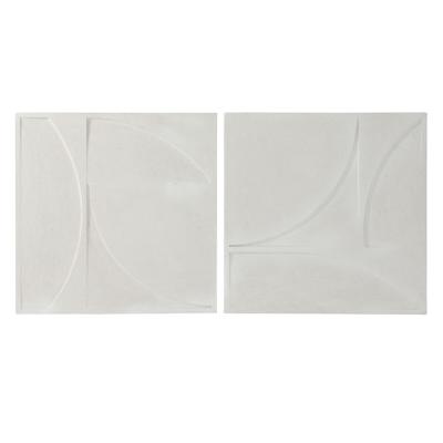 Wanddecoratie Home ESPRIT Wit Modern 80 x 4 x 80 cm (2 Stuks)