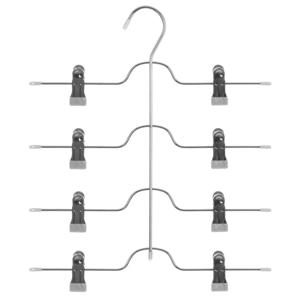 Kledinghangers met clips - voor broeken - 4x stuks - 32 x 38 cm - metaal - broekenhangers