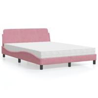 Bed met matras fluweel roze 140x190 cm