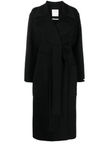 Sportmax manteau en laine vierge à taille nouée - Noir