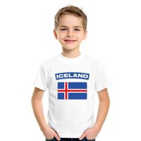 T-shirt met IJslandse vlag wit kinderen XL (158-164)  -