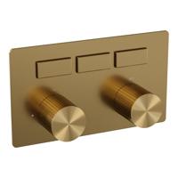 BRAUER Stripe 3-weg Inbouwthermostaat - drukknoppen - in- en afbouwdelen - goud geborsteld PVD 5-GG-356