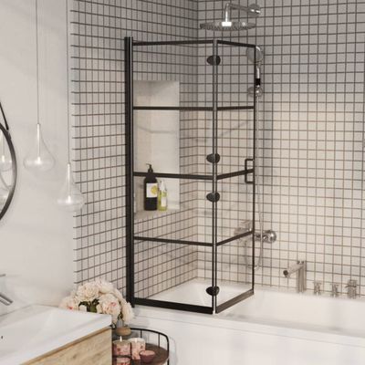 VidaXL Douchewand inklapbaar 100x140 cm esg zwart
