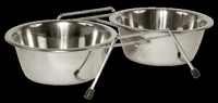 Rvs Voerbak Twin Feeder 2 X 450 Ml