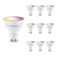 Set van 10 Smart GU10 spots - 120° - 5,5 Watt 400 lumen - RGBWW - Wifi & Bluetooth - Bestuurbaar via app - Google Home, Amazon Alexa en Siri - Smart Lampen
