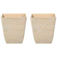 Beliani - DELOS - Bloempot set van 2 - Beige - 39 cm - Stenenmix