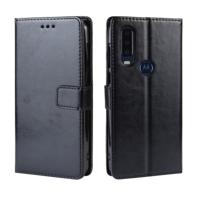 Retro Crazy Horse textuur horizontale Flip lederen case voor Motorola één actie met houder & kaartsleuven & fotolijstjes (zwart)