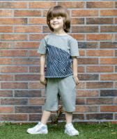 Short Pants Grey Pockets Abstract Stripes - thumbnail