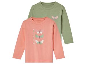 lupilu 2 kinder T-shirts (Groen/roze, 86/92)