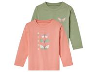lupilu 2 kinder T-shirts (Groen/roze, 86/92)