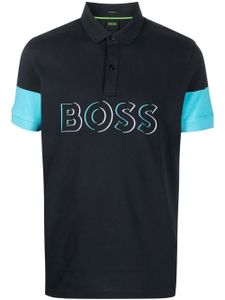 BOSS polo à logo imprimé - Bleu