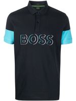 BOSS polo à logo imprimé - Bleu