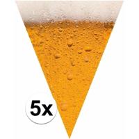 Bierglas print vlaggenlijn - 5x stuks - slinger - 650 cm - bierfeest/oktoberfest versiering - kunsts