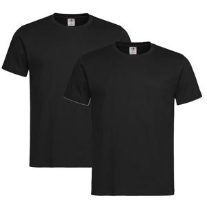 Zwart basic heren t shirt ronde hals - 2x - 100% katoen - onder shirts, maat: XL