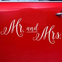 Trouwauto decoratie sticker/autosticker Bruidspaar - Bruiloft - wit - 33 x 45 cm - just married
