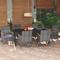 7-delige Tuinset met kussens poly rattan grijs
