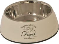 Hondeneetbak plastic/RVS water/food 18 cm beige - Gebr de boon