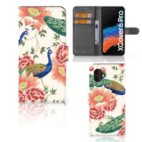 Telefoonhoesje met Pasjes voor Samsung Galaxy Xcover 6 Pro Pink Peacock