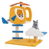 Krabpaal Klein Helikopterthema Kattenboom met Wolkenplatform Speelgoed Sisal Krabzuilen & Ladder Kattenkrabpaal Kattenmeubel Blauw
