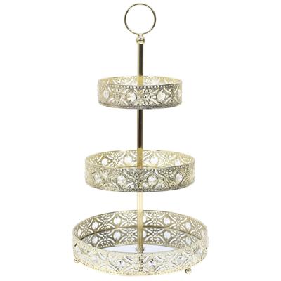 Etagere 3 laags - goud - metaal - D25 x H46 cm - Hightea - Taartjes - Decoratief - Serveerschaal