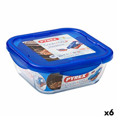 Hermetische Lunchtrommel Pyrex Cook & go 21 x 21 x 9 cm Blauw 1,9 L Glas (6 Stuks)