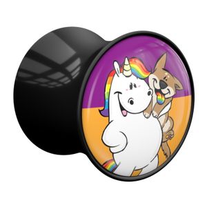 Double Flared Plug met Chubby Unicorn Design Acryl Tunnels & Plugs