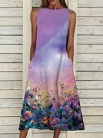 Floral Elegant A-Line Cotton-Blend Weaving Dress - thumbnail