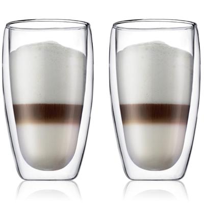 Bodum Dubbelwandige latte macchiato glazen Pavina - gepatenteerd ventiel - 450 ml - 2 stuks