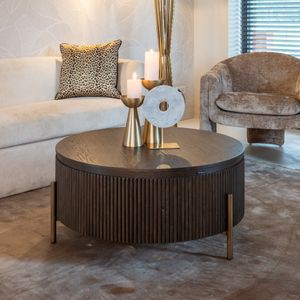 Richmond Ronde Salontafel 'Luxor' Eiken, Ø95cm, kleur donkerbruin