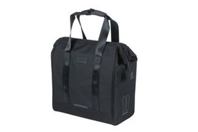 Basil grand fietsshopper - zwarte waterafstotende tas voor elektrische fietsen, 23l