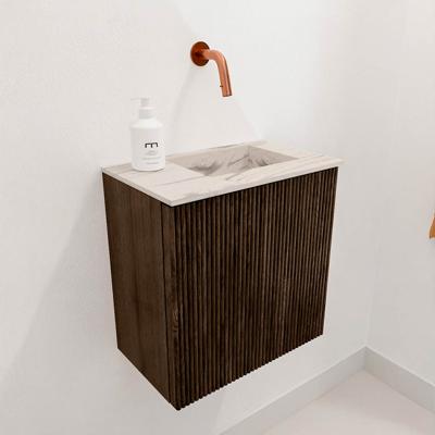 Toiletmeubel Mondiaz Joya Dlux | 40 cm | Meubelkleur Walnut | Faye wastafel Nata Wasbak Rechts | Zonder kraangat(en)