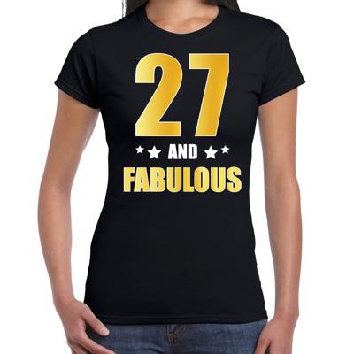 27 jaar and fabulous tekst - verjaardag cadeau t-shirt - zwart - voor dames