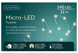 Lumineo Micro Twinkle LED 12 meter 240 lampjes zilver/warm wit