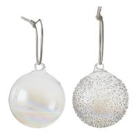 2x Glazen transparant parelmoer kerstballen 7 cm kerstboomversiering