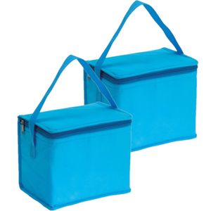 2x stuks kleine koeltassen voor lunch lichtblauw 20 x 13 x 17 cm 4.5 liter