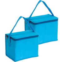 2x stuks kleine koeltassen voor lunch lichtblauw 20 x 13 x 17 cm 4.5 liter