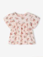 Biologisch katoenen bloemetjes T-shirt voor baby's lichtroze