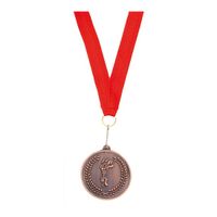 Medaille brons derde prijs aan rood lint   - - thumbnail