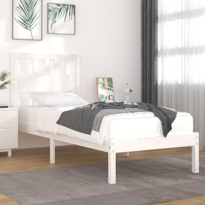 Bedframe massief grenenhout wit 90x190 cm