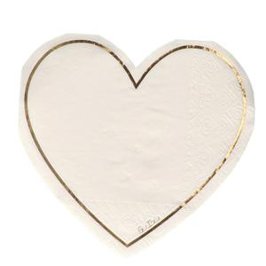 Feest servetten - 16x - hart - wit - 3 laags - 33 x 33 cm - Valentijn