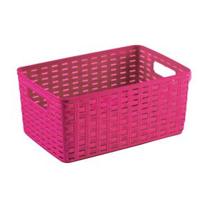 Opbergmand - Kastmand - rotan kunststof - fuchsia roze - 10 Liter - 22 x 33 x 16 cm