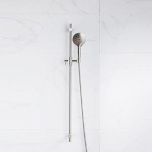 Fortifura Calvi glijstangset met ronde handdouche, metalen doucheslang Geborsteld RVS PVD (RVS) SW767489/SW799447/SW706208