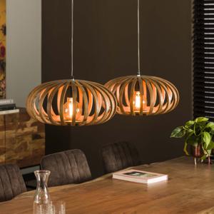 LifestyleFurn Hanglamp Wilton Mangohout, 2-lamps - Massief mango naturel