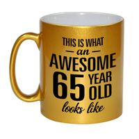 Awesome 65 year cadeau mok / beker goud 330 ml   - - thumbnail