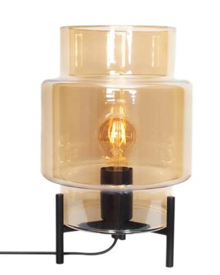 Tafellamp amberglas E27 fitting & schakelaar By Rydens Ebbot 37 cm