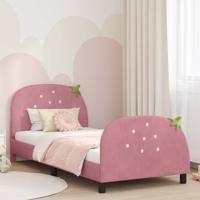 Bedframe voor kinderen met hoofdbord Roze 90 x 190 cm Fluweel
