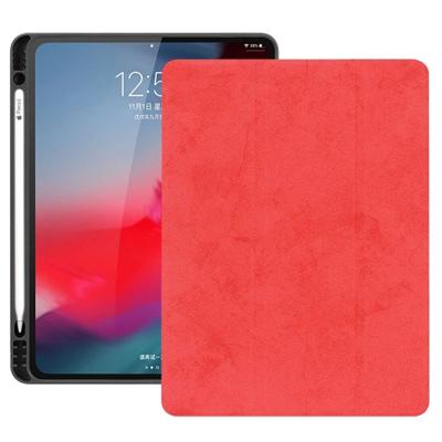 Horizontale Flip leergeval geval met pen sleuf drie-opvouwbare houder & Wake-up/slaapfunctie voor iPad Pro 12 9 (2018) (rood)